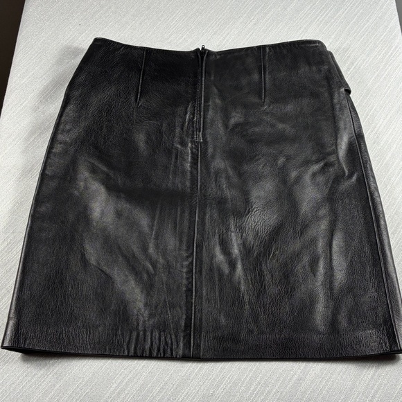 ISABEL Black Genuine Leather Mini Skirt Belted High Waist 26” XS Y2K Butter Soft - Picture 2 of 7